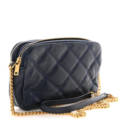 Saint Laurent Grained Lambskin Quilted Mini Becky Double Zip Bag Blue Charron 3 of 10