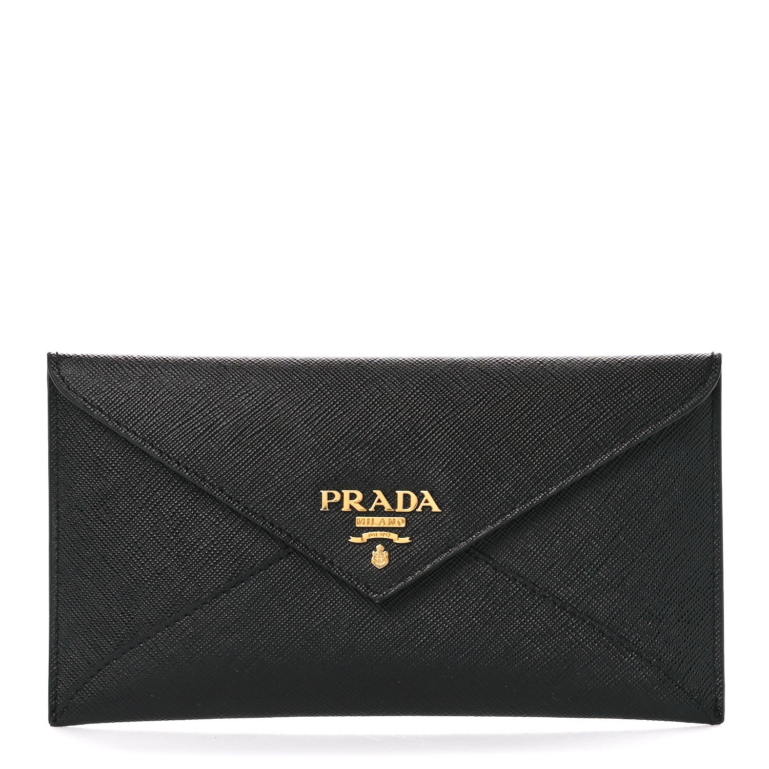 Prada Saffiano Metal Envelope Wallet Black 1 of 12