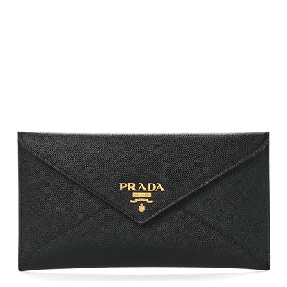 Prada Saffiano Metal Envelope Wallet Black 1 of 12