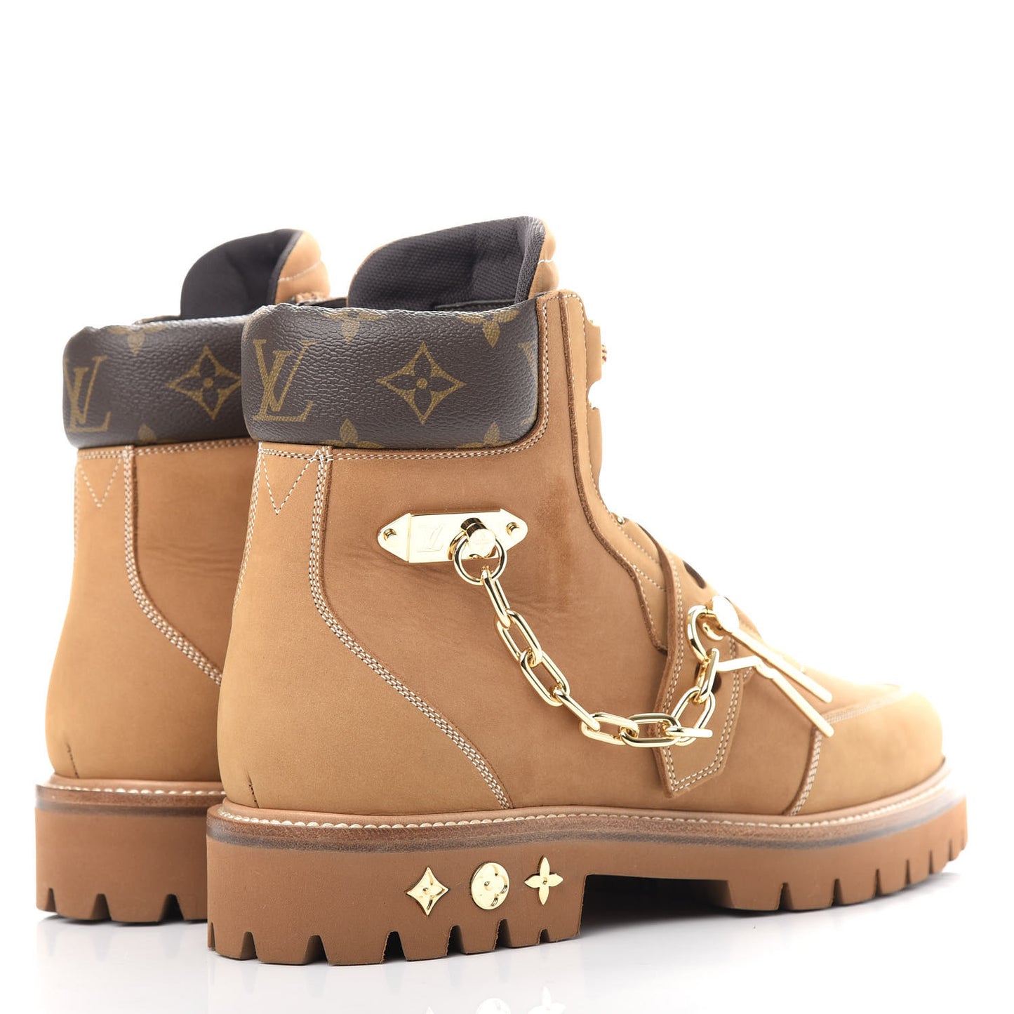 Suede Calfskin Monogram Mens Creeper Ankle Boots 8.5 Beige