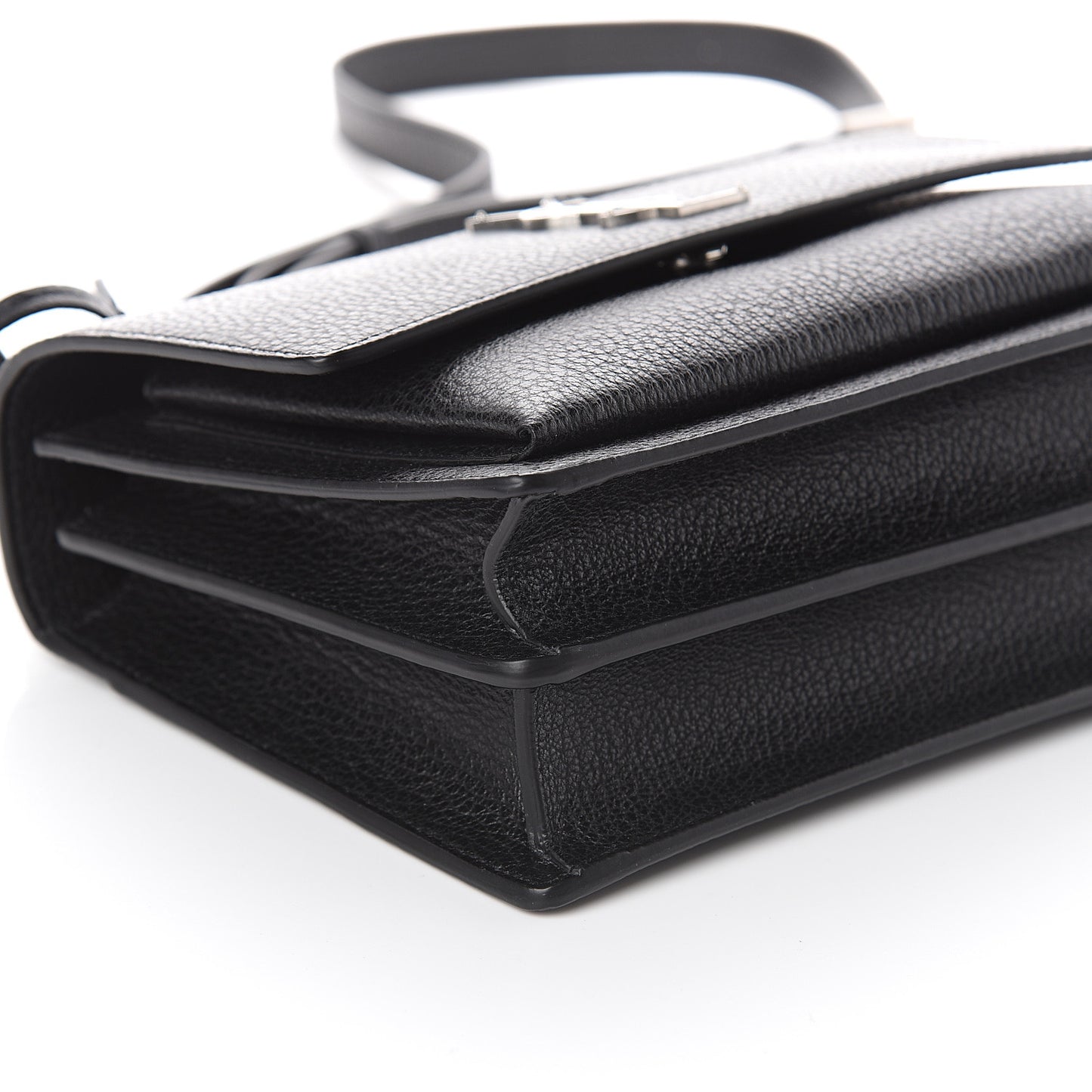 Grained Calfskin Medium Monogram Sunset Satchel Black