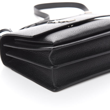 Saint Laurent Grained Calfskin Medium Monogram Sunset Satchel Black 7 of 8