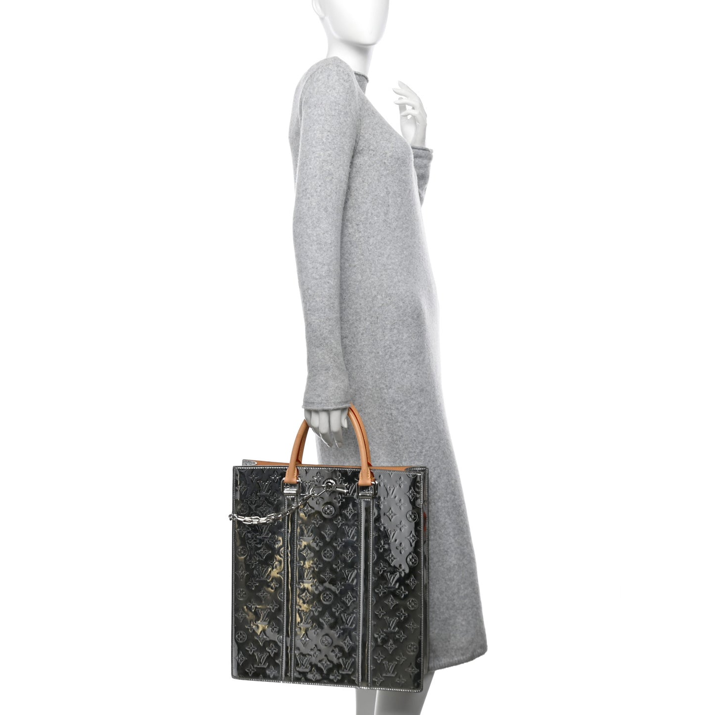 Monogram Mirror Sac Plat NM Silver