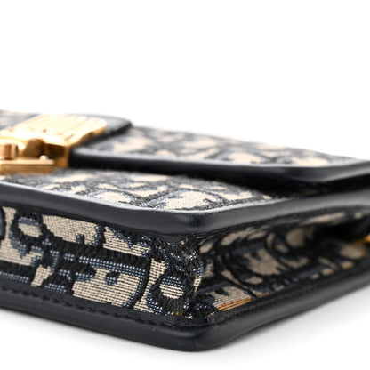 Christian Dior Oblique DiorAddict Wallet On Chain Clutch Navy Blue 10 of 15