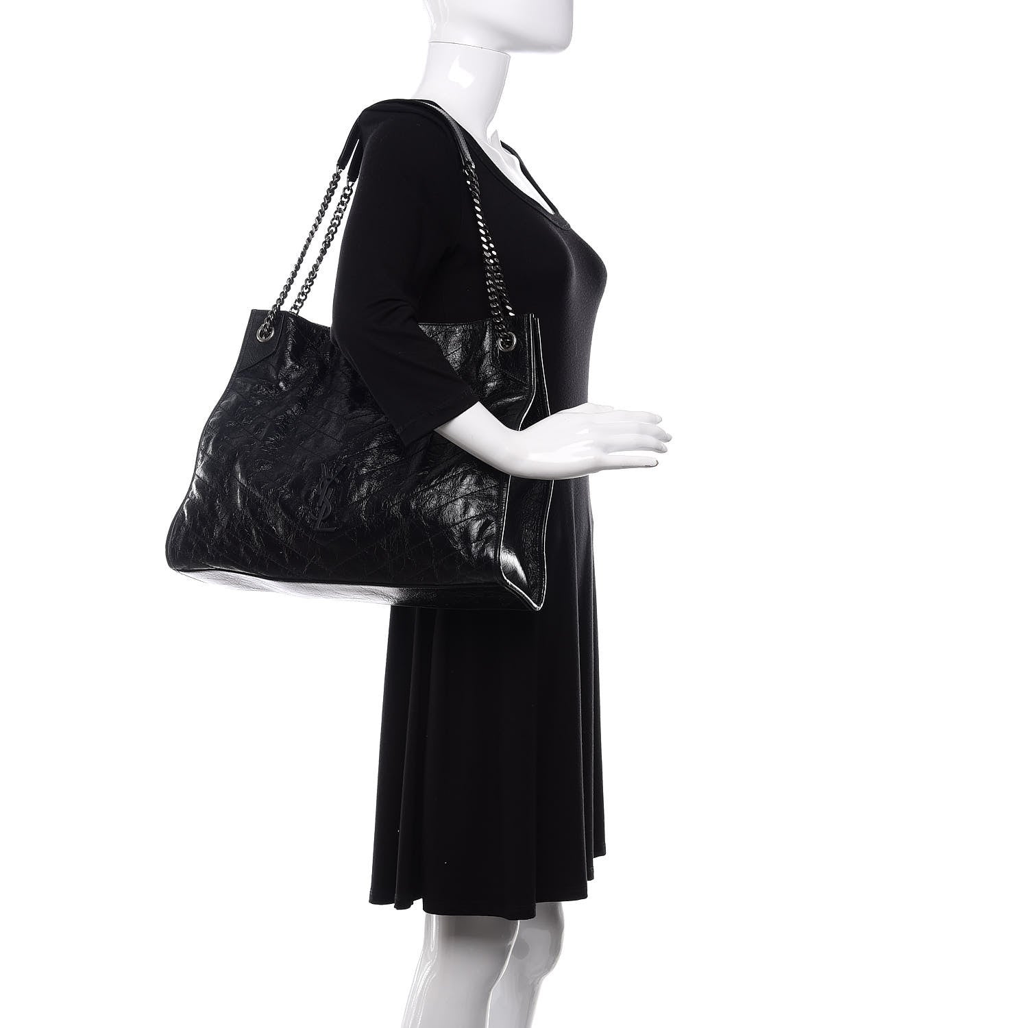 Saint Laurent Crinkled Calfskin Matelasse Monogram Niki Shoulder Bag Black 2 of 12
