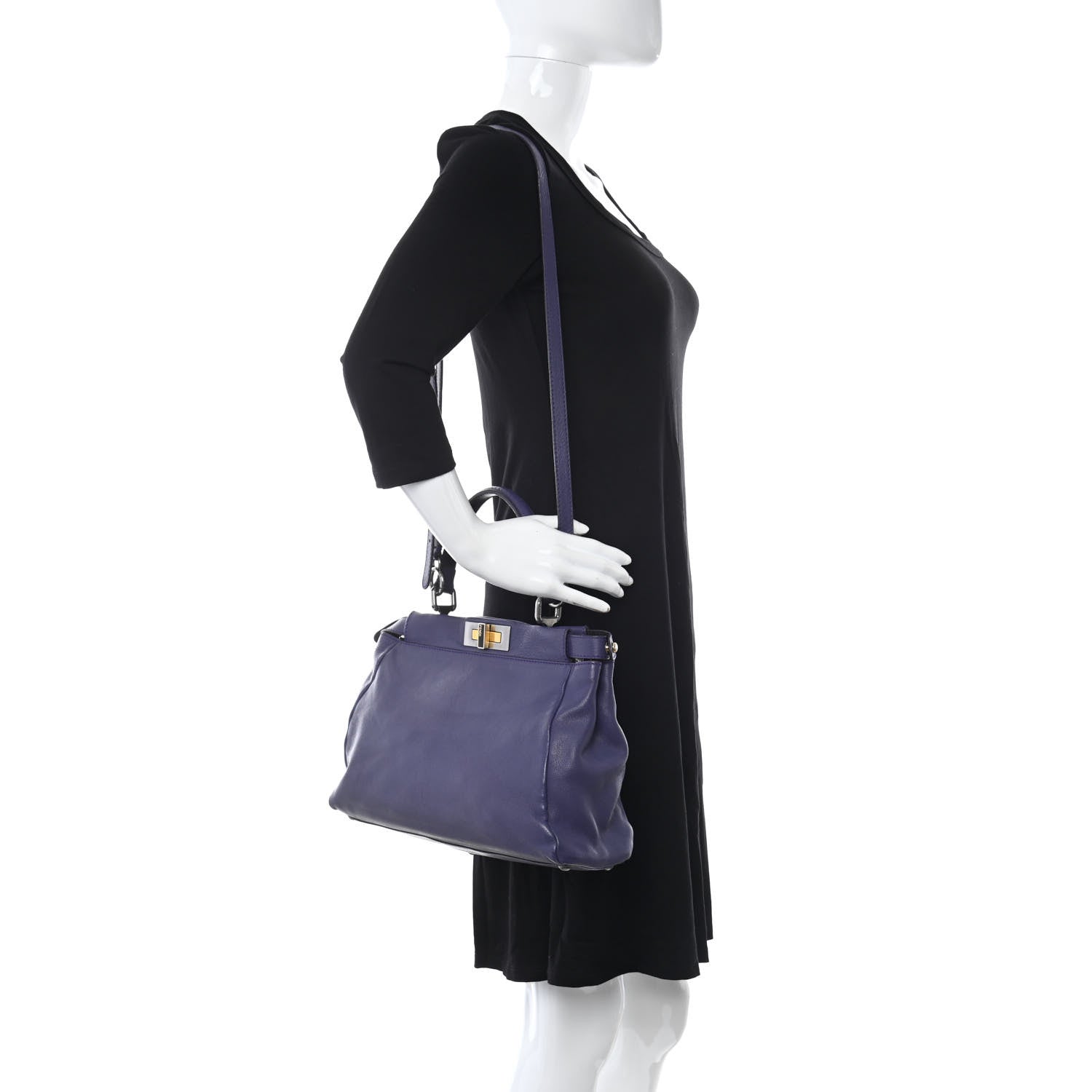 Fendi Goatskin Zucca Medium Peekaboo Iconic Satchel Purple 2 of 19