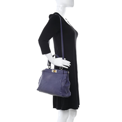 Fendi Goatskin Zucca Medium Peekaboo Iconic Satchel Purple 2 of 19