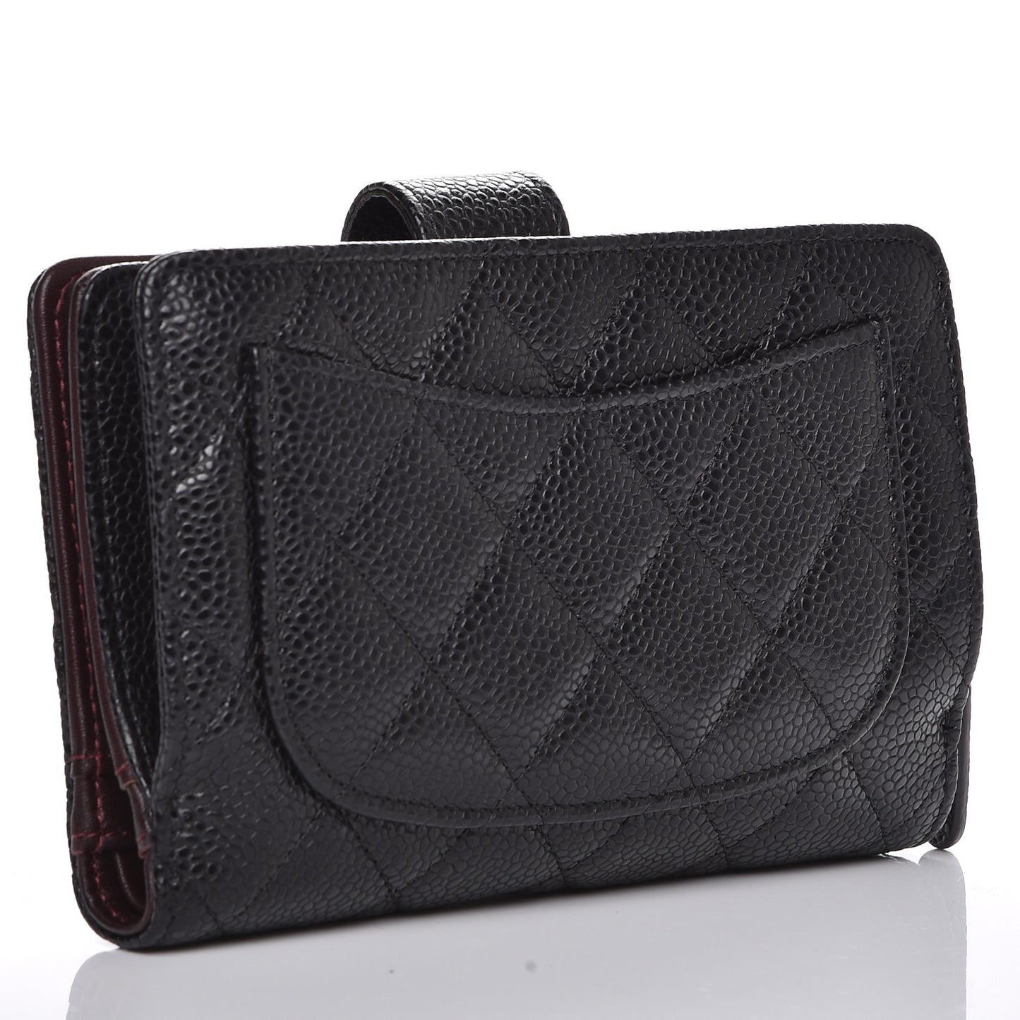 Caviar Quilted Zipped Pocket Wallet Black