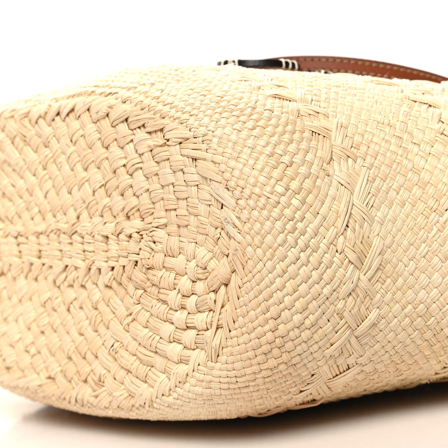 Iraca Palm Calfskin Medium Anagram Basket Bag Natural Tan