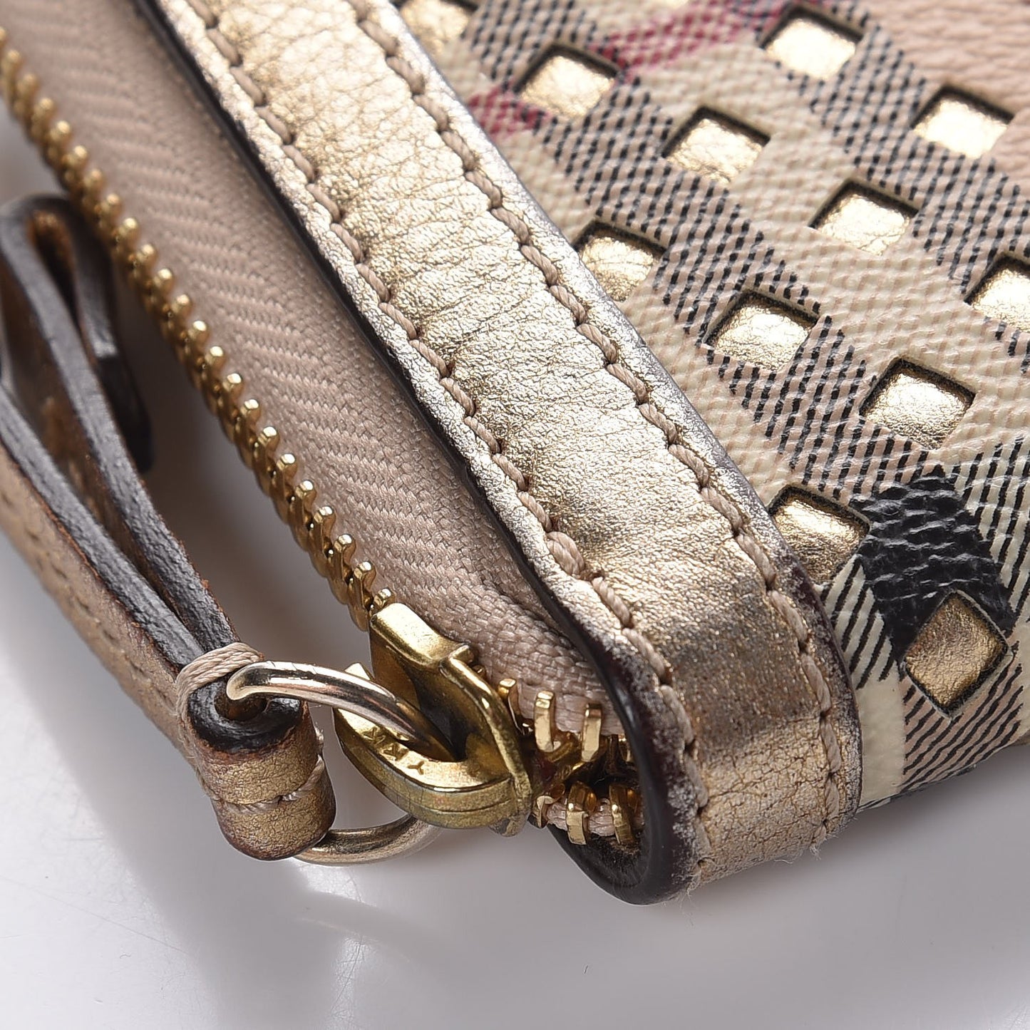 Haymarket Check Small Zip Wallet Gold