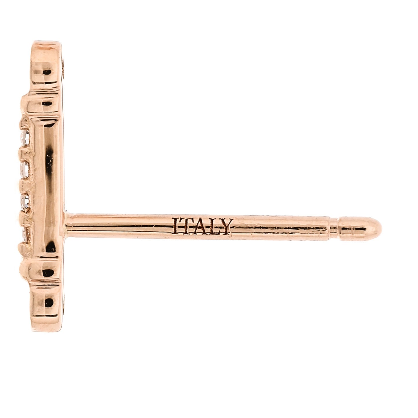 18K Rose Gold Diamond Fleur de Lis Key Bar Earrings