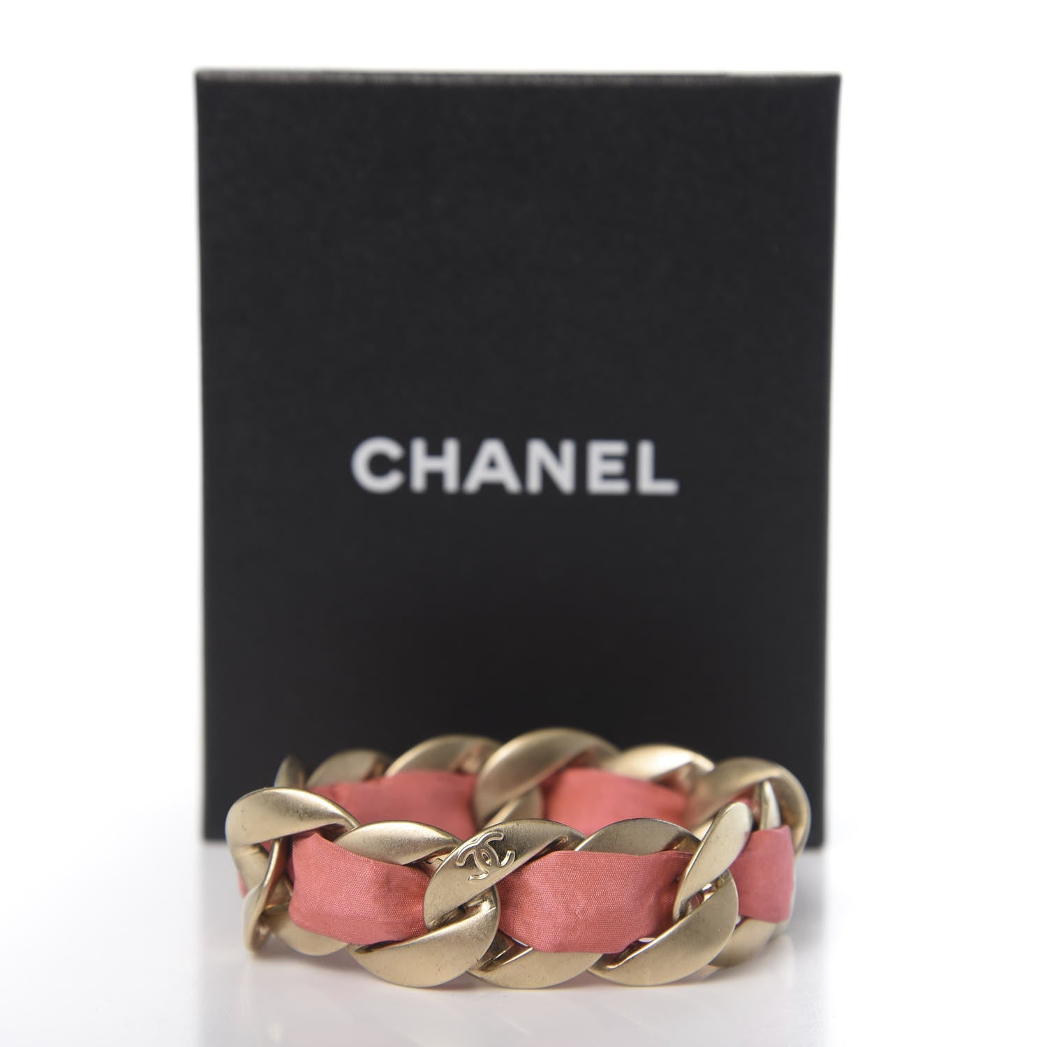 Chanel Fabric CC Chain Bracelet Pink 5 of 5
