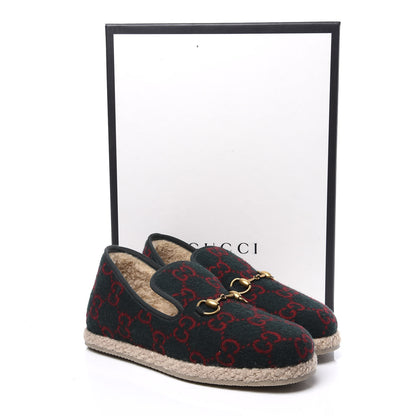 Gucci Covered Wool GG Monogram Mens Fria Horsebit Loafers 6 Green Red Shamarock Butterscotch 11 of 11