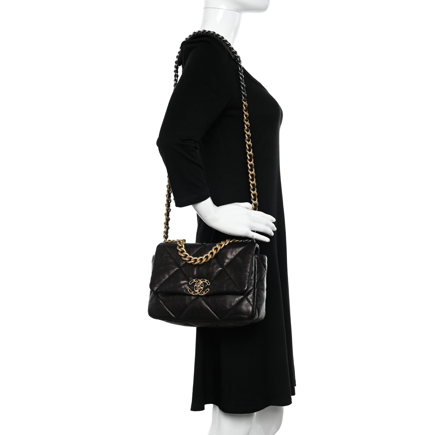 Chanel Lambskin Quilted Medium Chanel 19 Flap Black 2 of 12