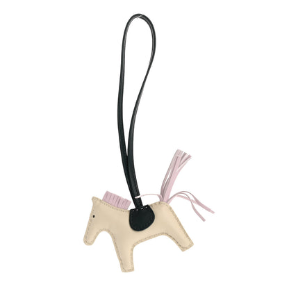 Hermes Milo Lambskin Grigri Rodeo Horse Bag Charm PM Craie Mauve Pale Vert Cypress 1 of 4