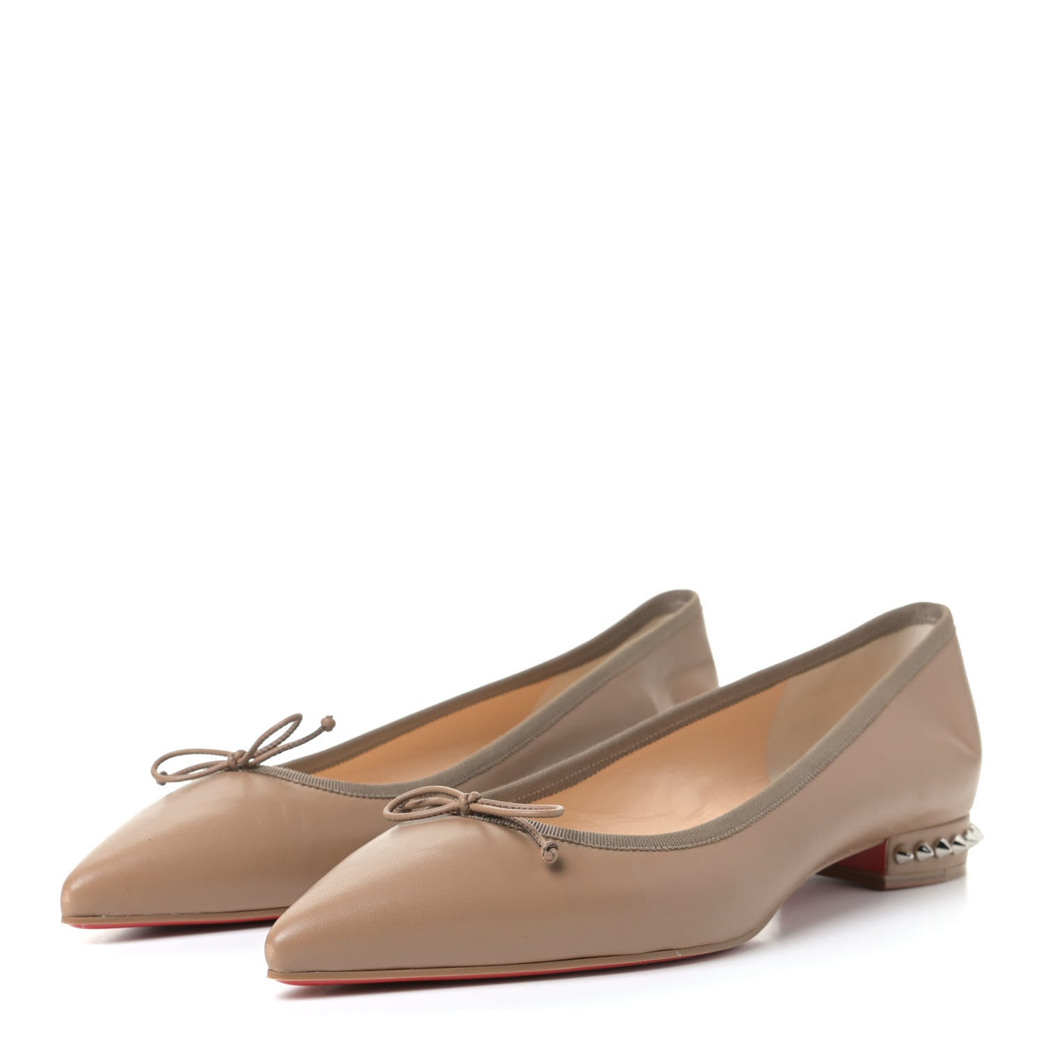 Christian Louboutin Nappa Spiked Hall Flats 41 Nude 2 of 4