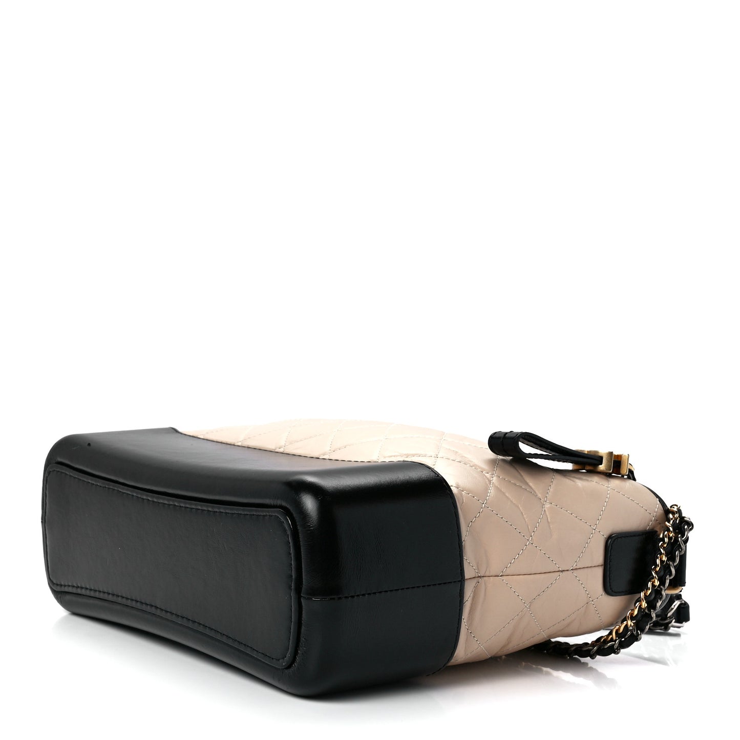 Aged Calfskin Quilted Medium Gabrielle Hobo Beige Black