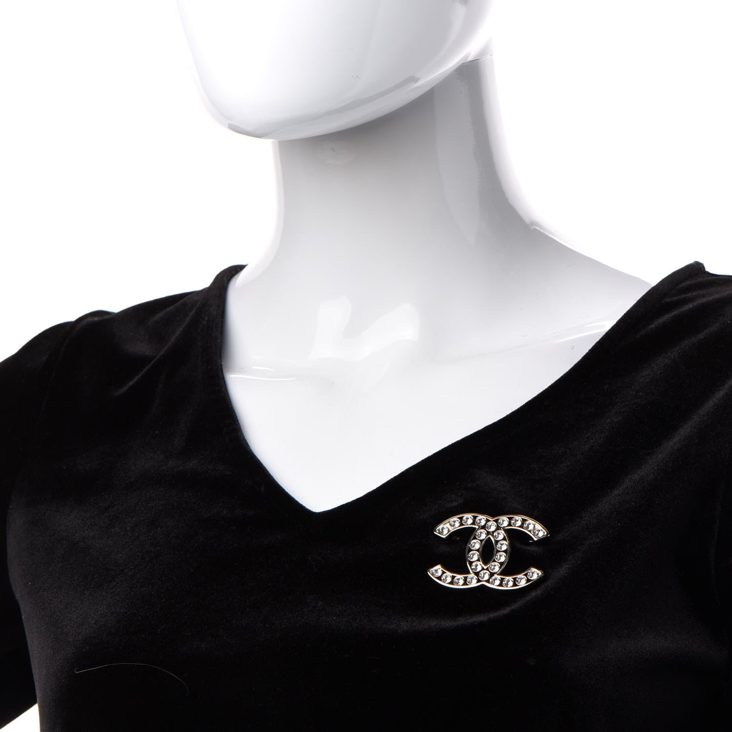 Chanel Crystal CC Brooch Gold 2 of 4