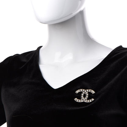 Chanel Crystal CC Brooch Gold 2 of 4