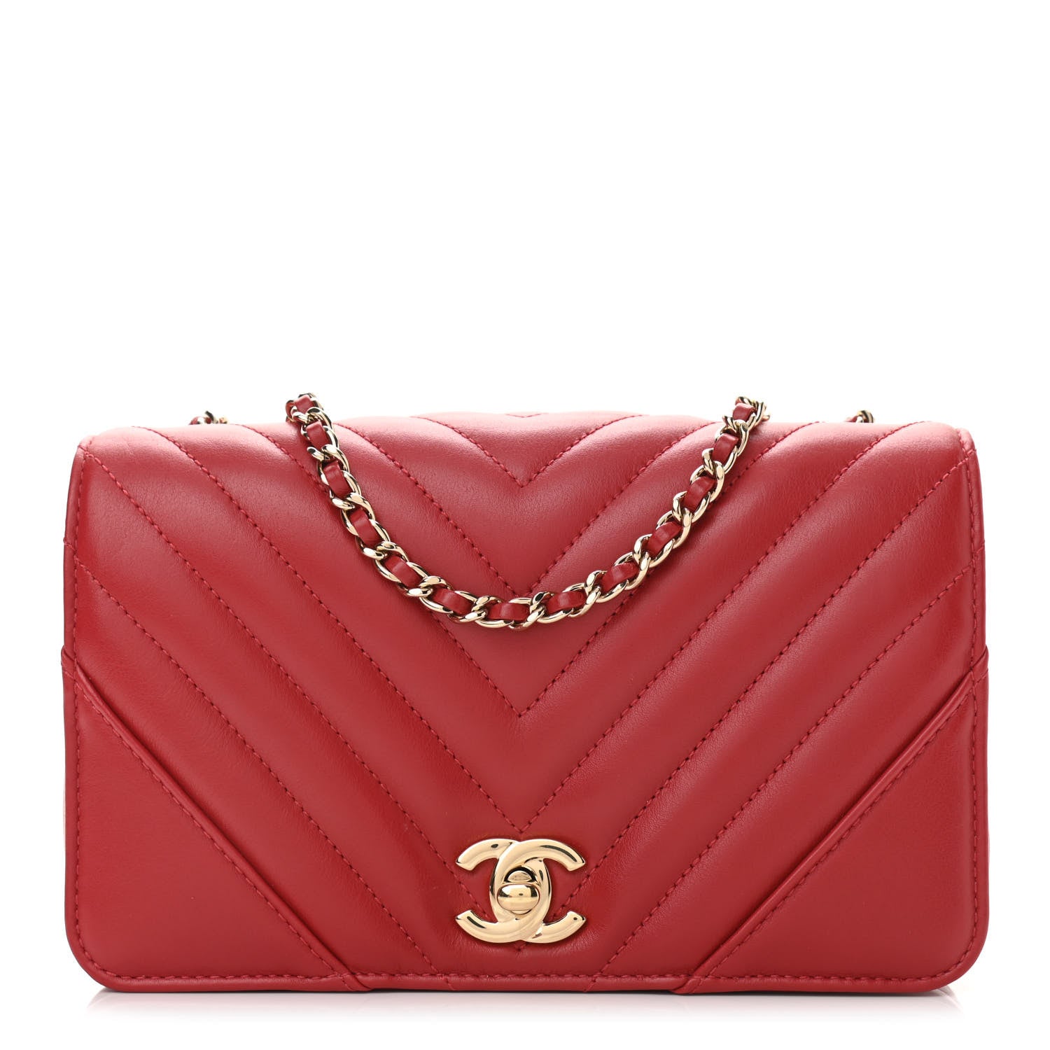 Chanel Calfskin Chevron Quilted Mini Statement Flap Red 1 of 11