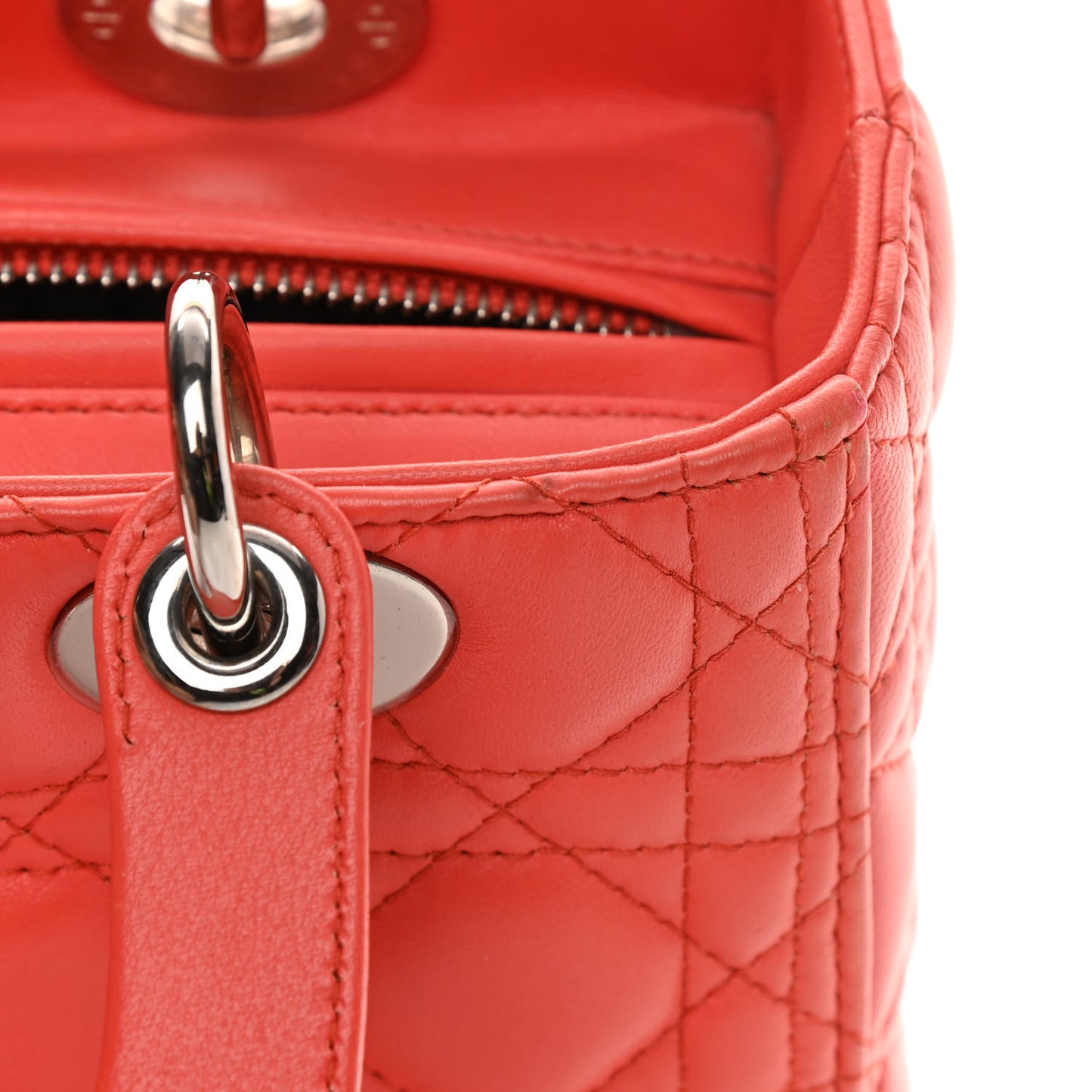 Lambskin Cannage Medium Lady Dior Coral