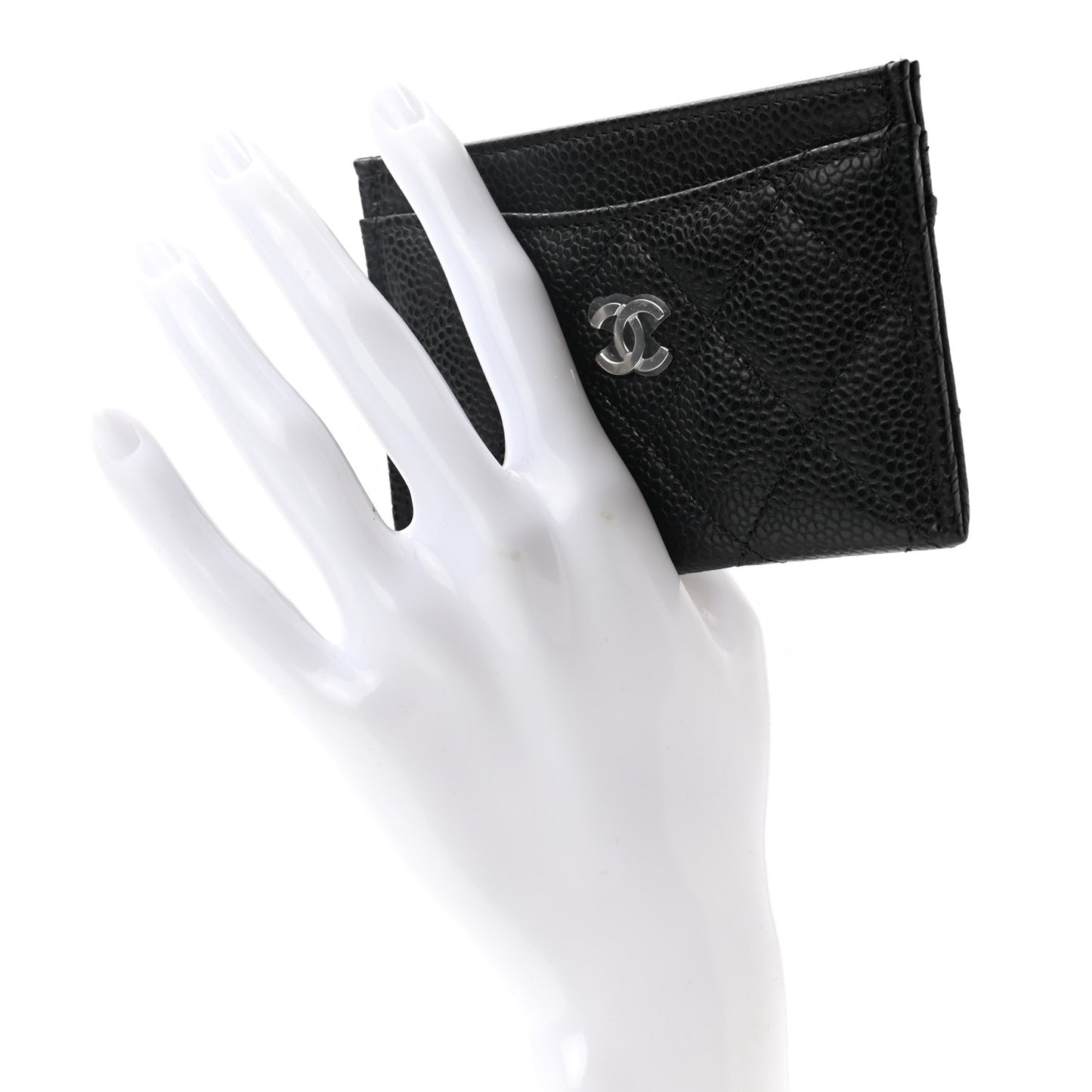 Caviar Quilted Card Holder Black