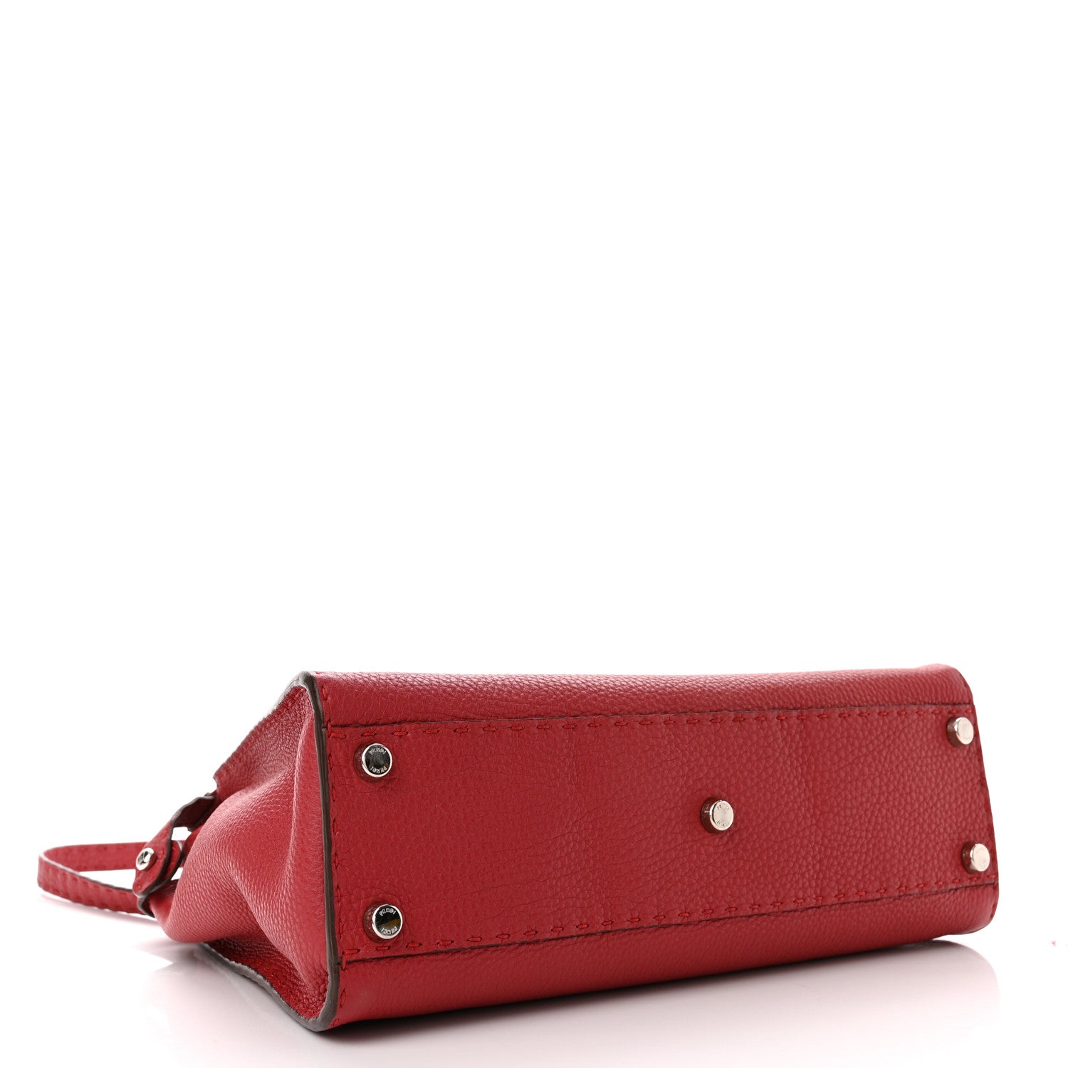 Fendi Cuoio Romano Selleria Bi-Color Medium Peekaboo Iconic Satchel Rosso Latte 4 of 9