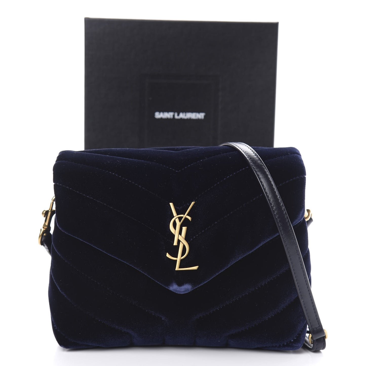 Velvet Y Quilted Monogram Toy Loulou Crossbody Navy