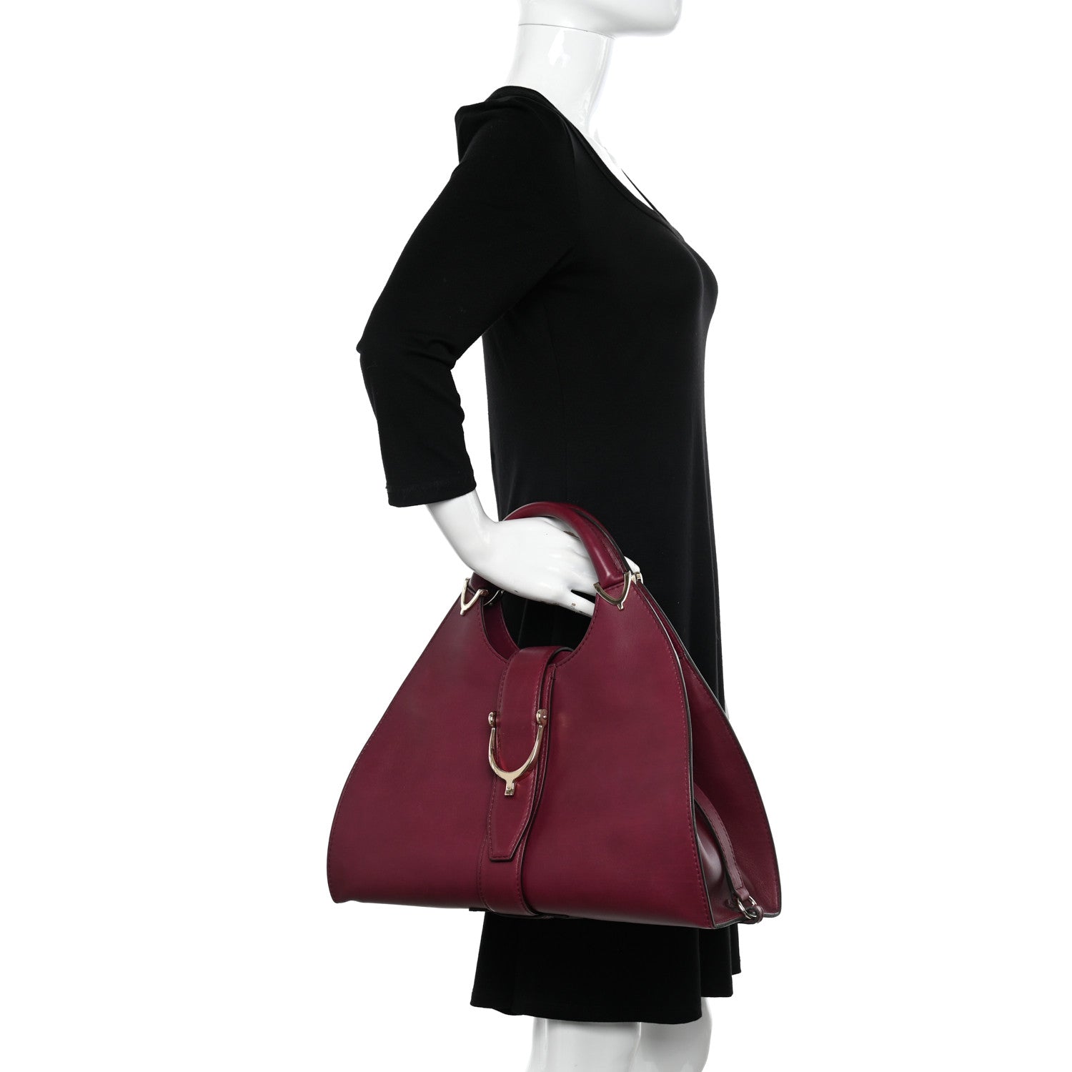 Gucci Calfskin Medium Stirrup Top Handle Bag Cherry Gloss 2 of 11
