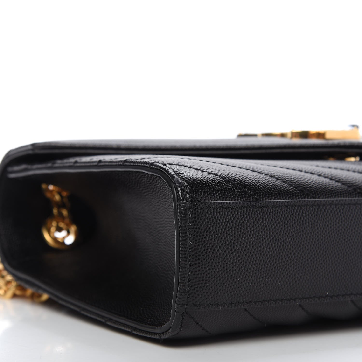 Saint Laurent Grain De Poudre Matelasse Chevron Medium Monogram Satchel Black 6 of 9