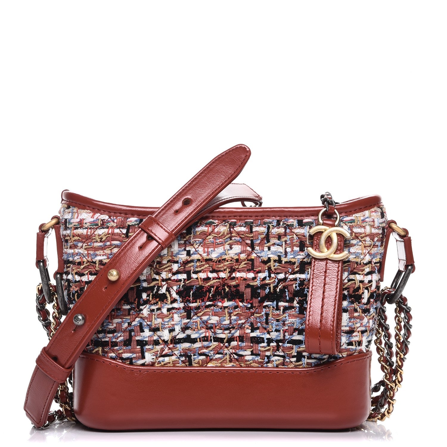 Chanel Tweed Calfskin Small Gabrielle Hobo Brown 1 of 8