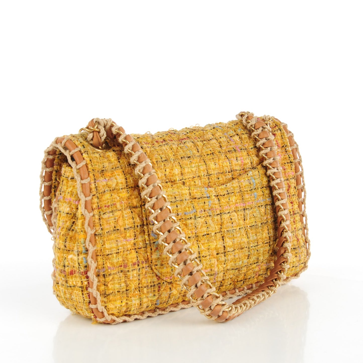 Metallic Tweed Medium Single Flap Light Yellow