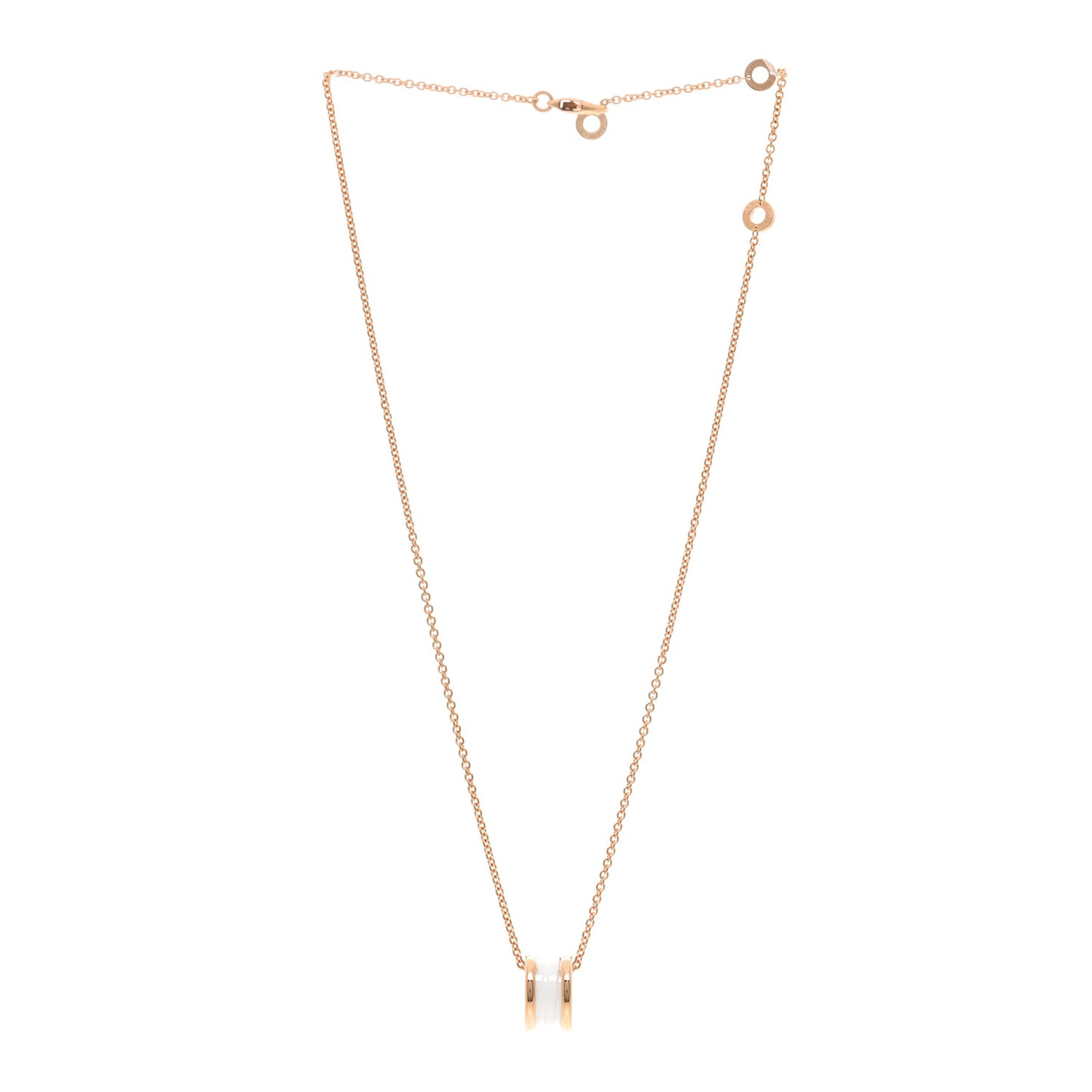 18K Rose Gold White Ceramic B.Zero1 Pendant Necklace