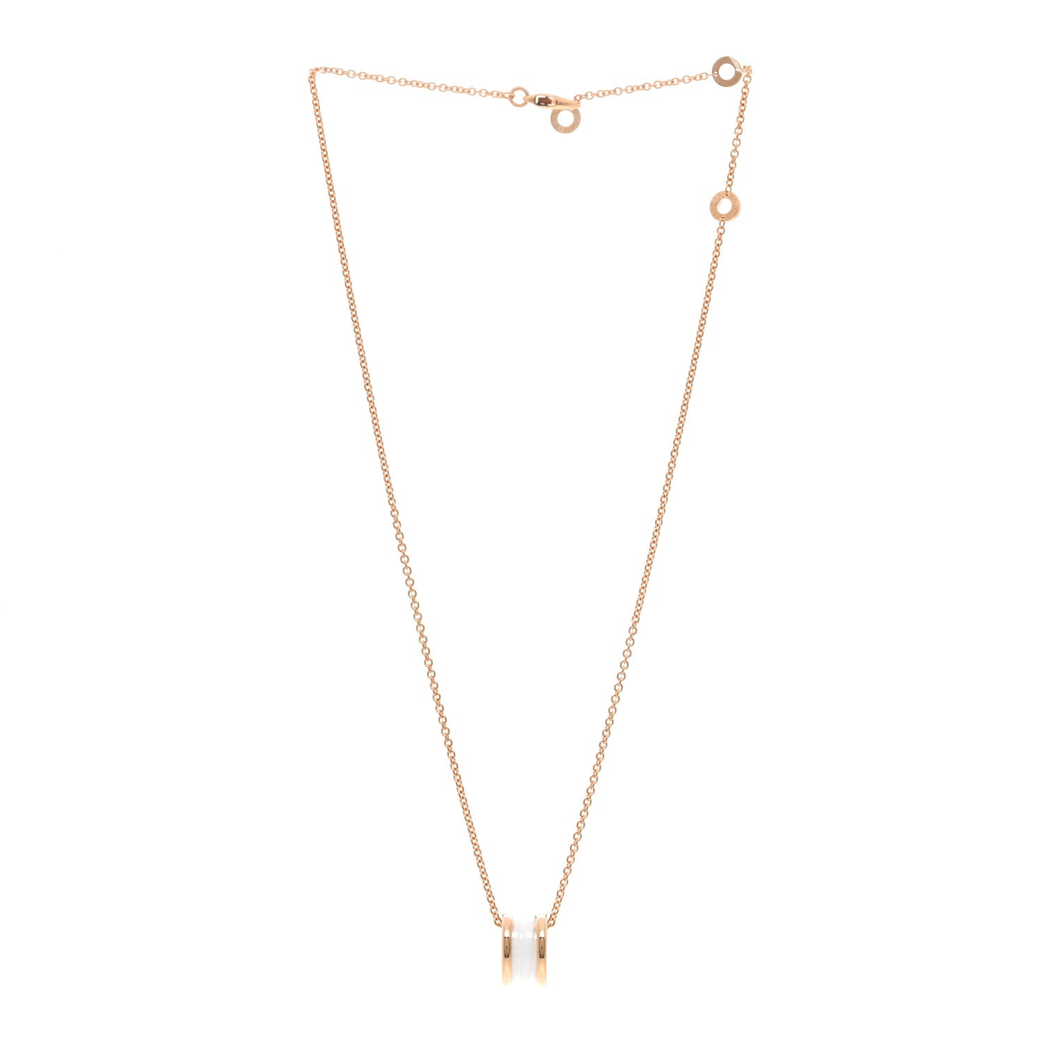 Bulgari 18K Rose Gold White Ceramic B.Zero1 Pendant Necklace 3 of 5