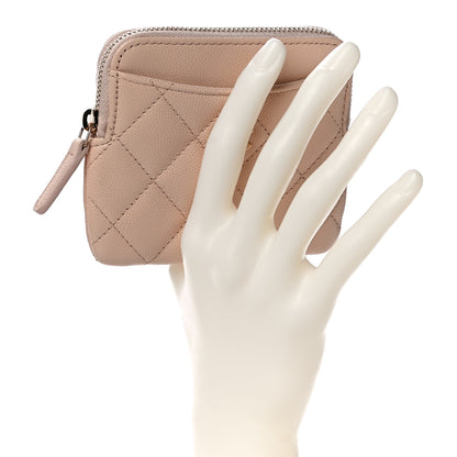 Chanel Caviar Quilted Zip Card Holder Wallet Light Beige 2 of 11