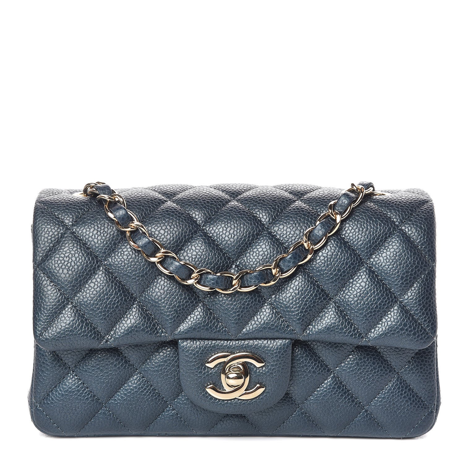 Chanel Iridescent Caviar Quilted Mini Rectangular Flap Blue 1 of 9