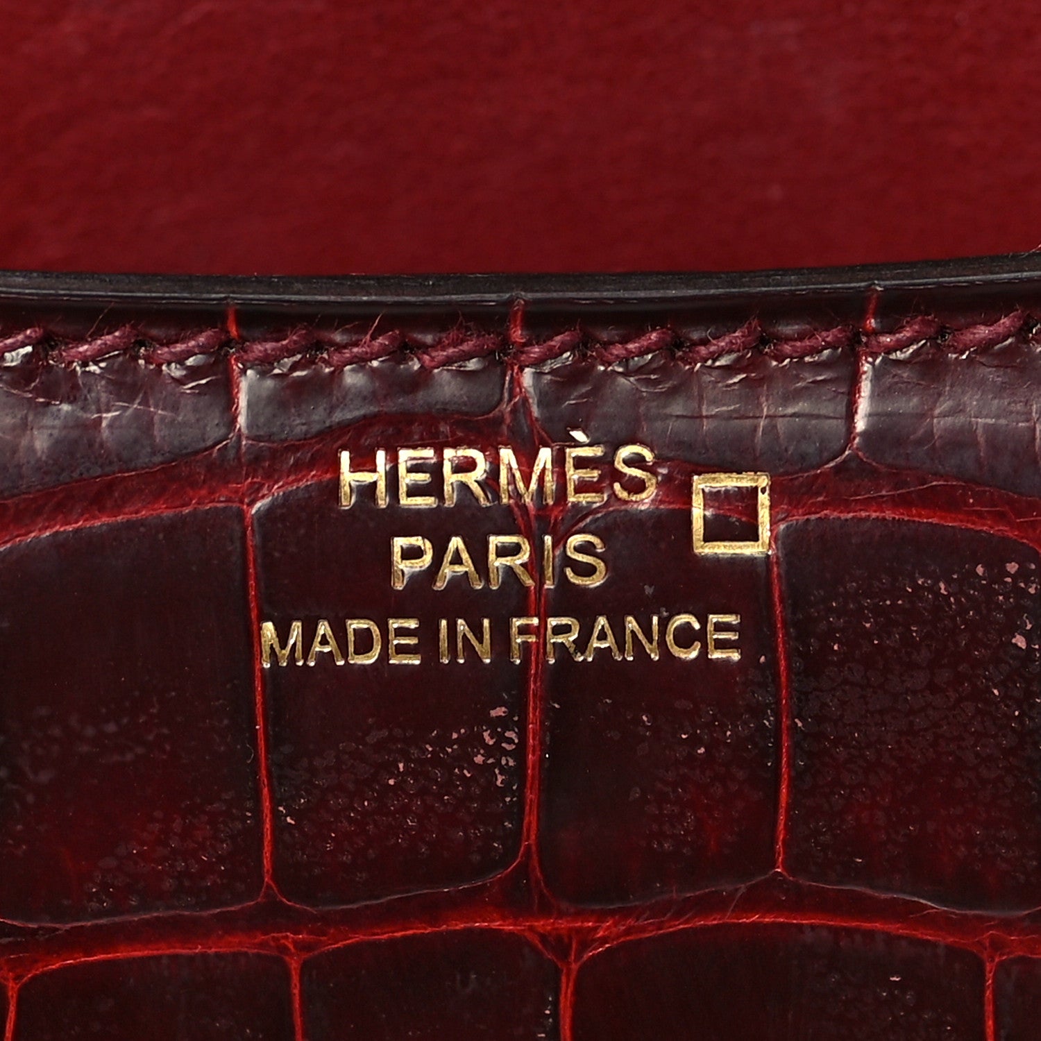 Hermes Shiny Alligator Lizard Marquette Constance 18 Bourgogne Rouge Moyen 6 of 9