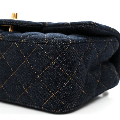 Chanel Denim Quilted Mini Rectangular Flap Dark Blue 11 of 11