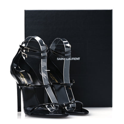 Saint Laurent Patent Calfskin Dita 110 Sandals 38 Black 11 of 11
