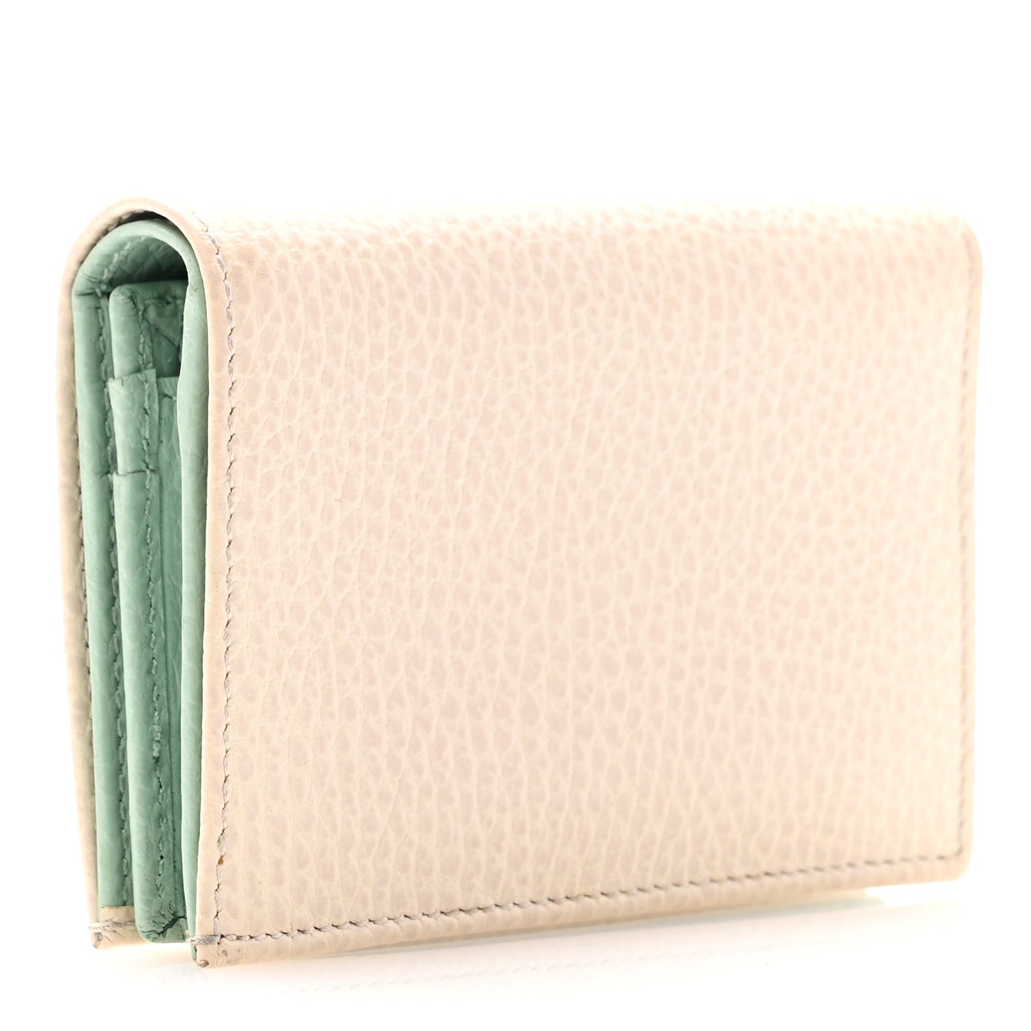 Gucci Dollar Calfskin Bi- Color GG Marmont Card Case Oatmeal Light Green 3 of 9