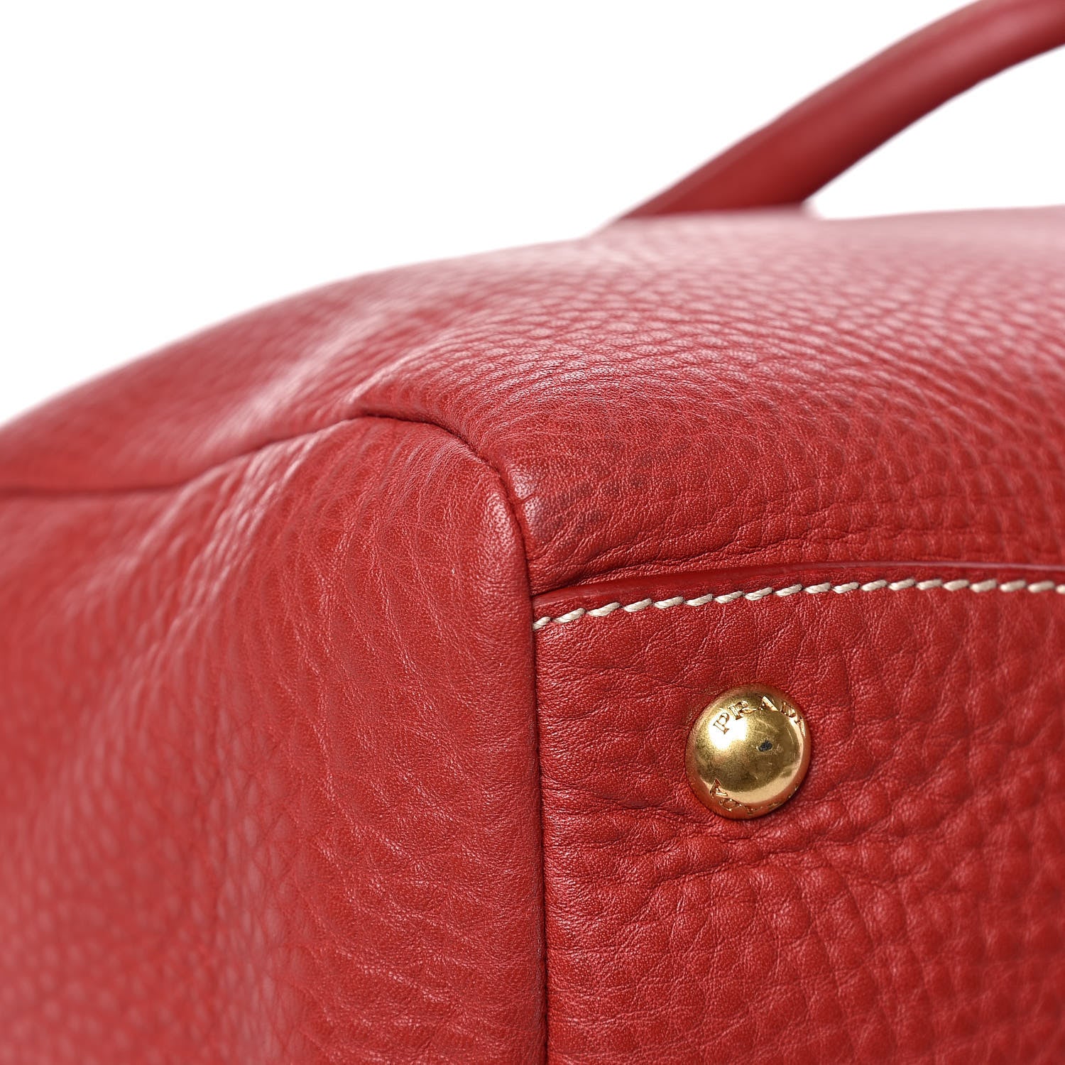 Prada Vitello Daino Top Handle Shoulder Bag Rosso 9 of 14
