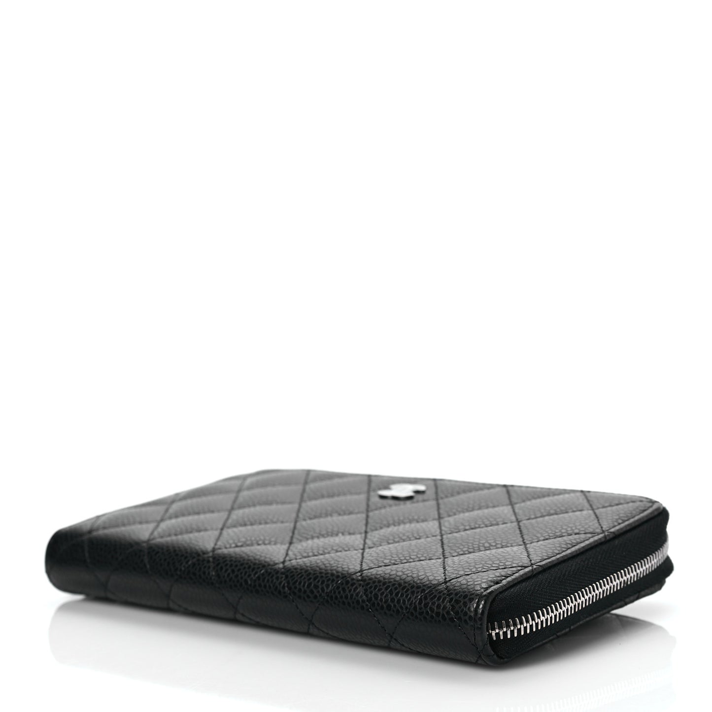Caviar Quilted Large Gusset Zip Around Wallet Black