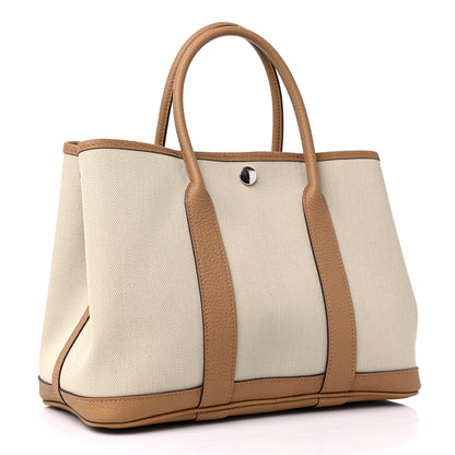 Hermes Toile Militaire Vache Country Garden Party 30 TPM Tote Beton Biscuit 3 of 9