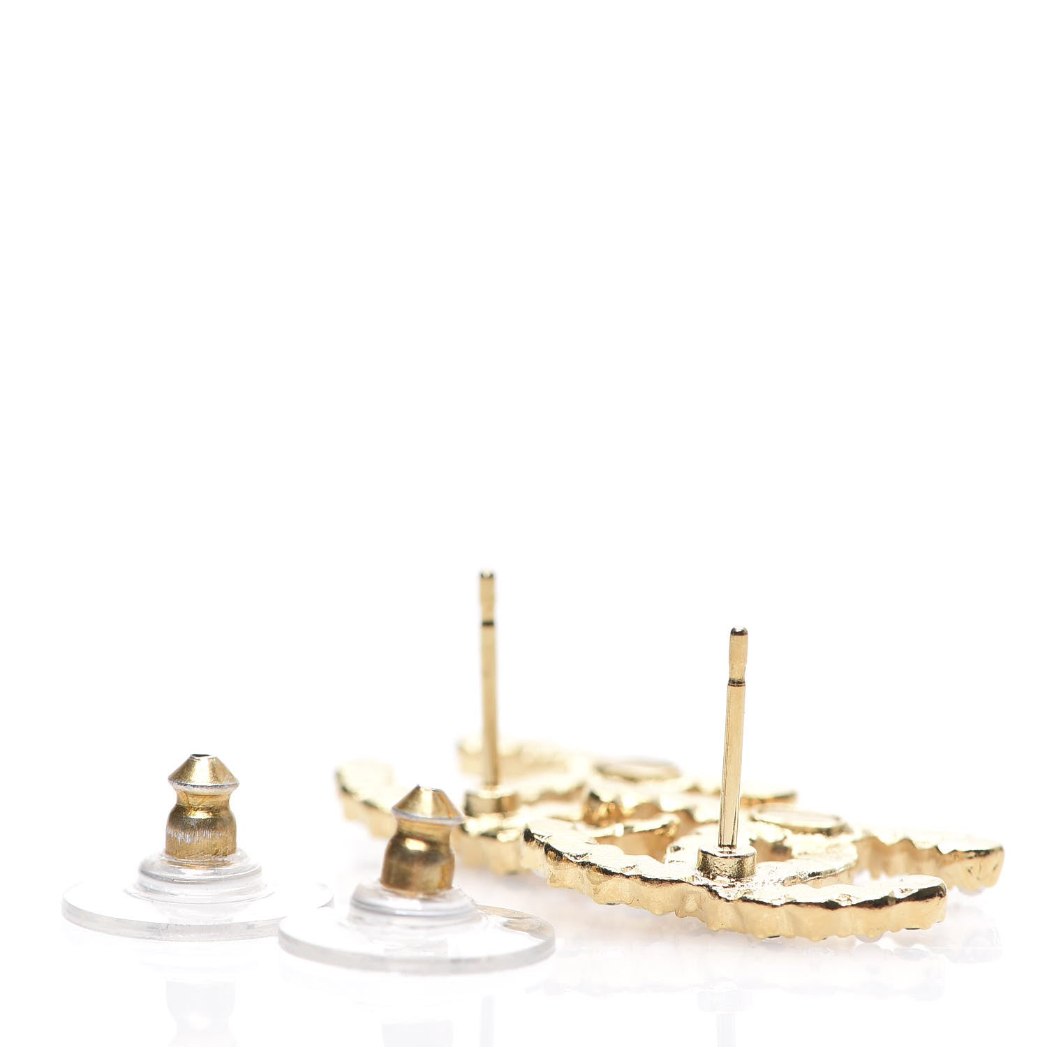 Chanel Resin Pearl Crystal CC Earrings Gold Black 3 of 4