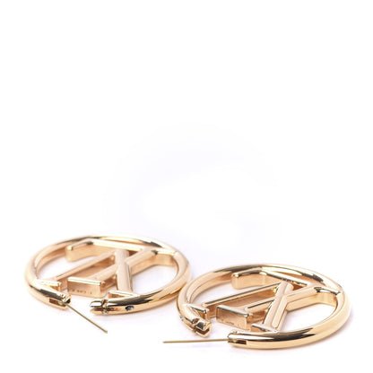 Louis Vuitton Metal Louise Hoop Earrings Gold 3 of 4