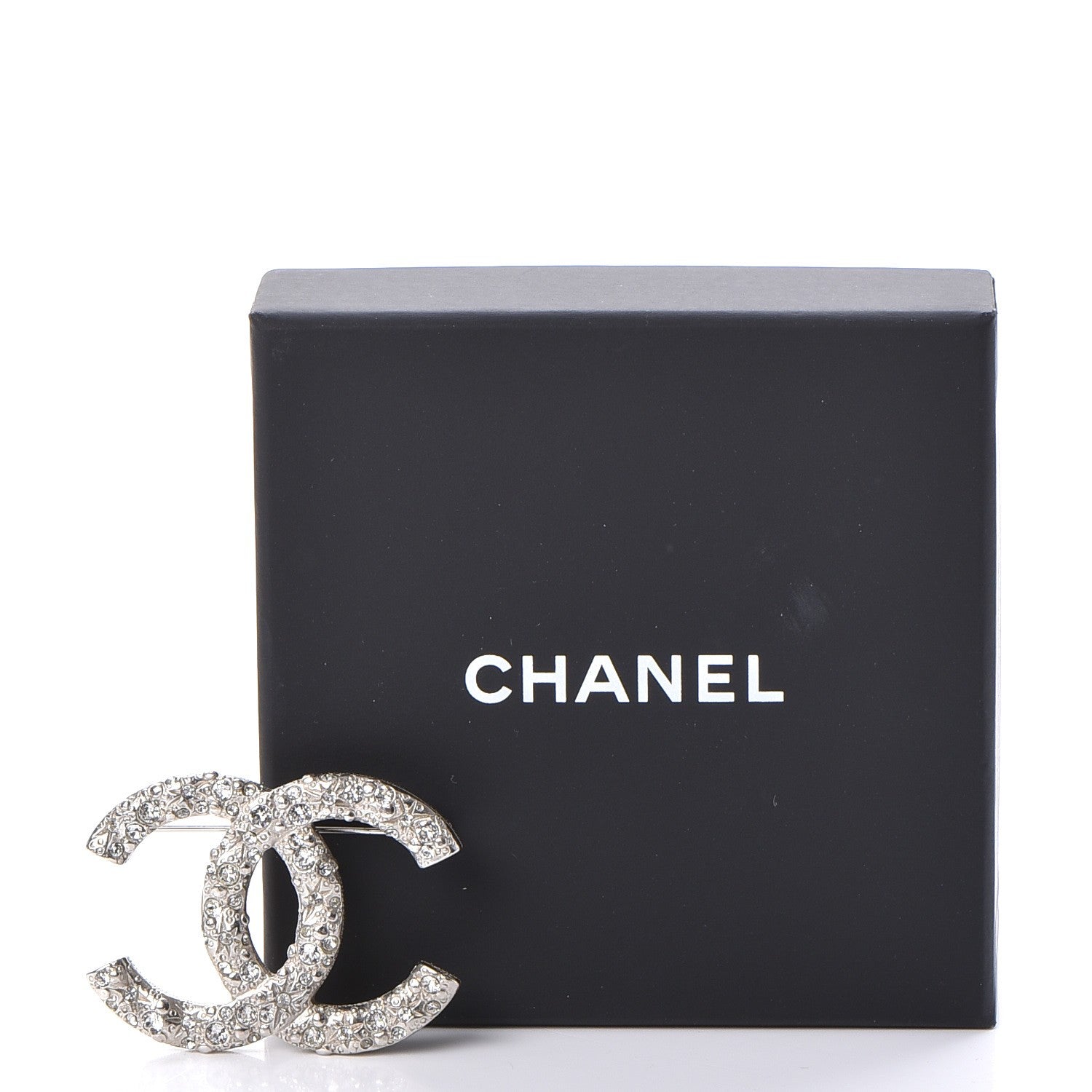 Chanel Swarovski Crystal Large CC Brooch Silver 5 of 5