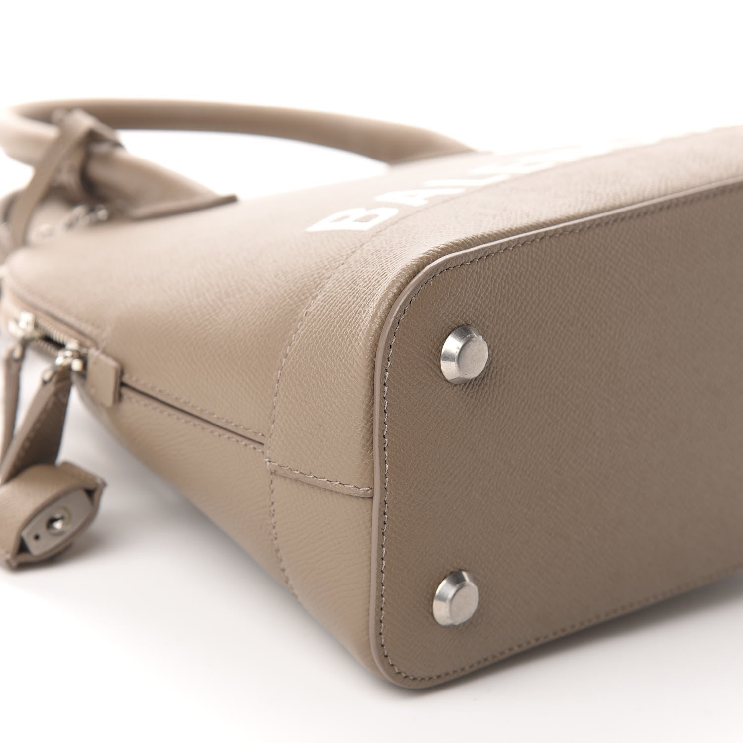 Balenciaga Signature Grained Calfskin Logo S Ville Top Handle Bag Mink Grey White 6 of 10