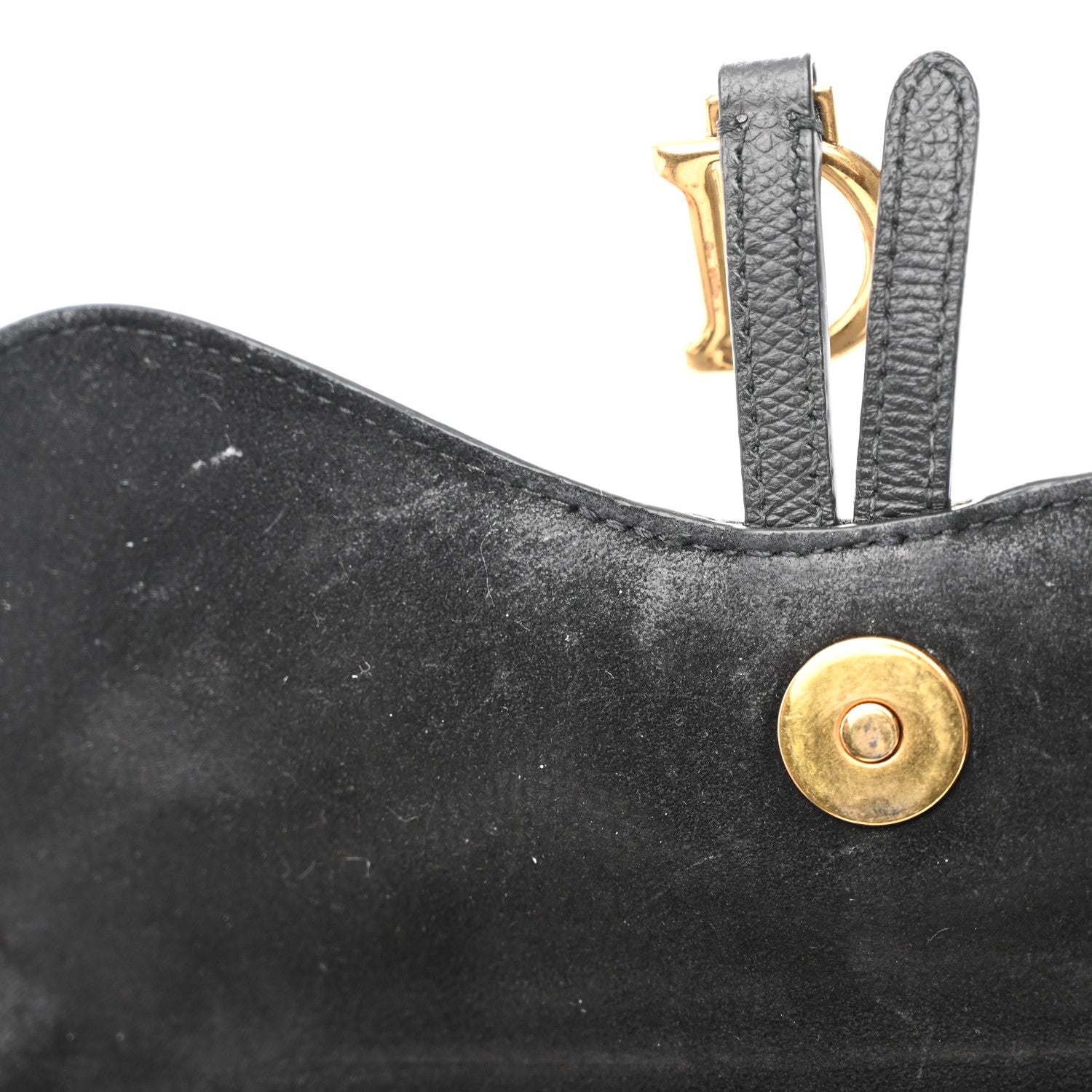 Christian Dior Grained Calfskin Saddle Chain Wallet Pouch Black 11 of 19