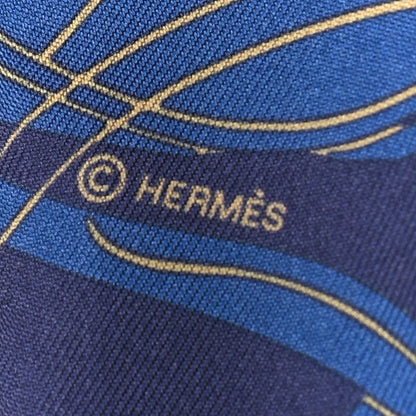 Hermes Silk Ex-Libris Twilly Indigo Black Beige 3 of 5