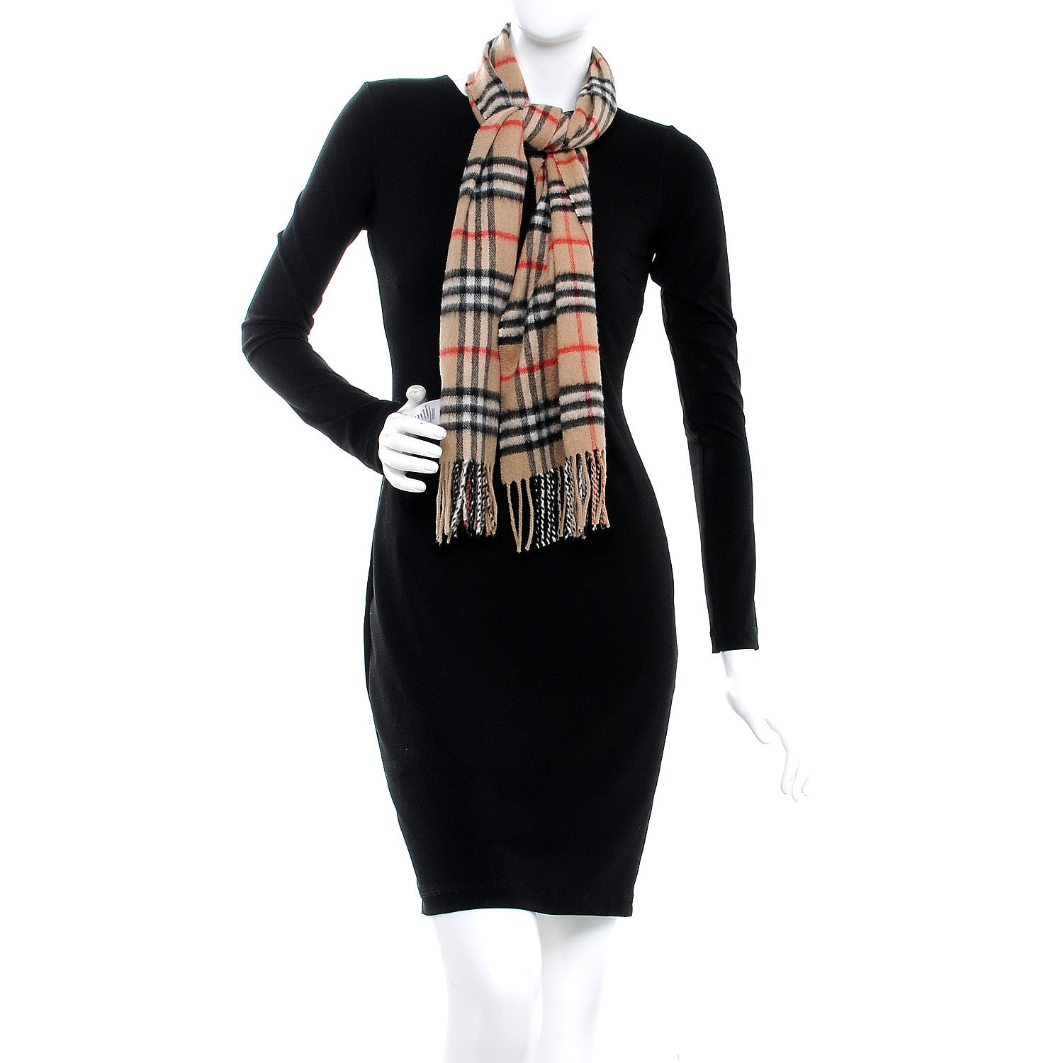 Burberry Cashmere House Check Fringe Scarf Camel 2 of 4